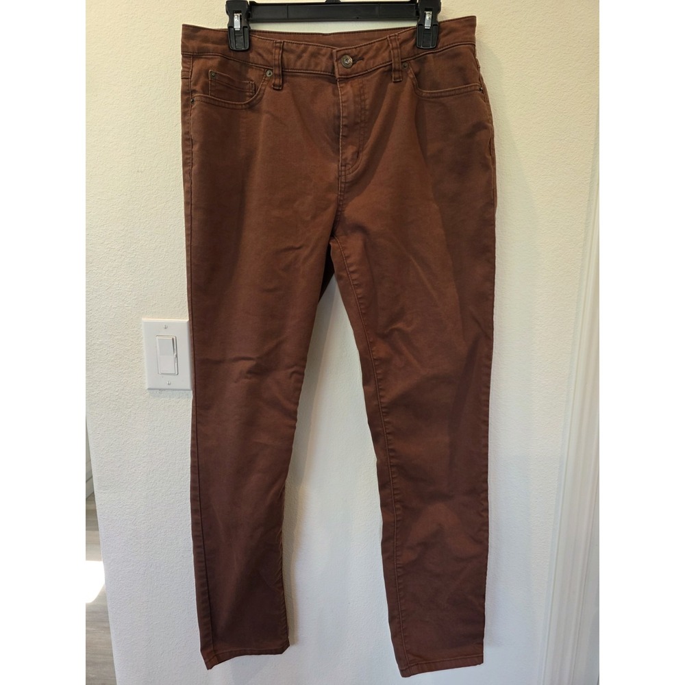 Prana Kayla High Rise Jean Sz 10 Slim Fit Straight Sepia Brown Organic Cotton